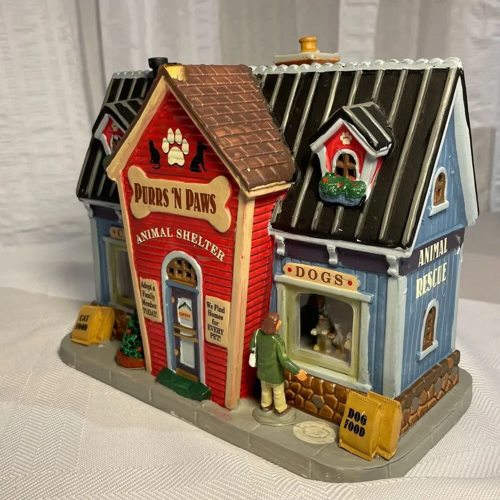 Lemax Purrs N Paws Animal Shelter 65152 Retired Village Building Box 2016